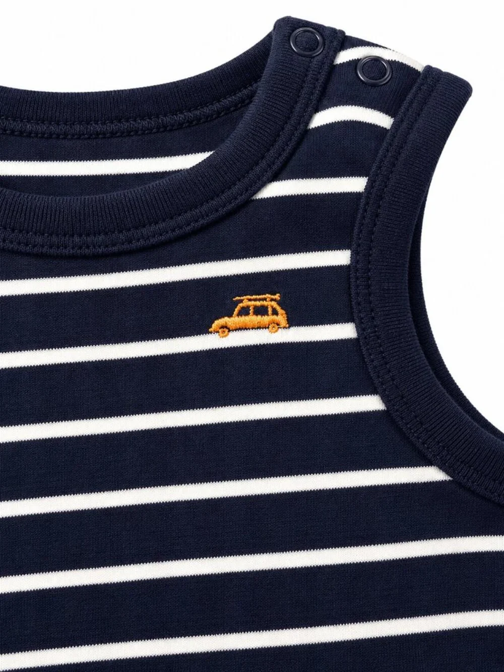 NWOT Carter’s Baby Navy White Striped Car Romper 6M Sleeveless Cotton
